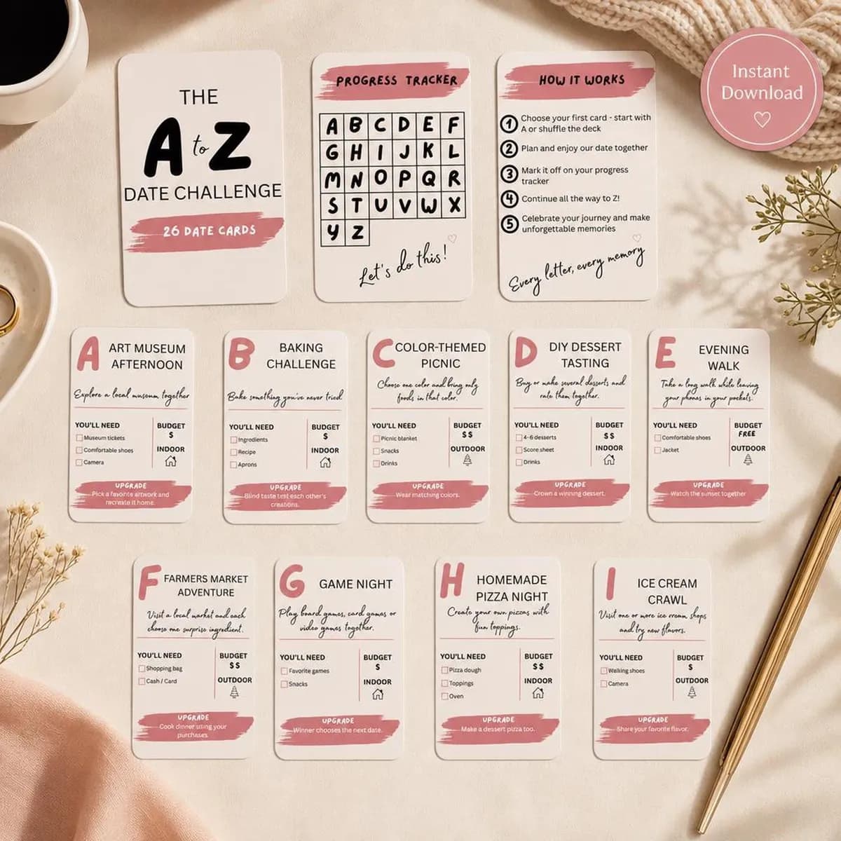 A-Z Date Challenge Cards