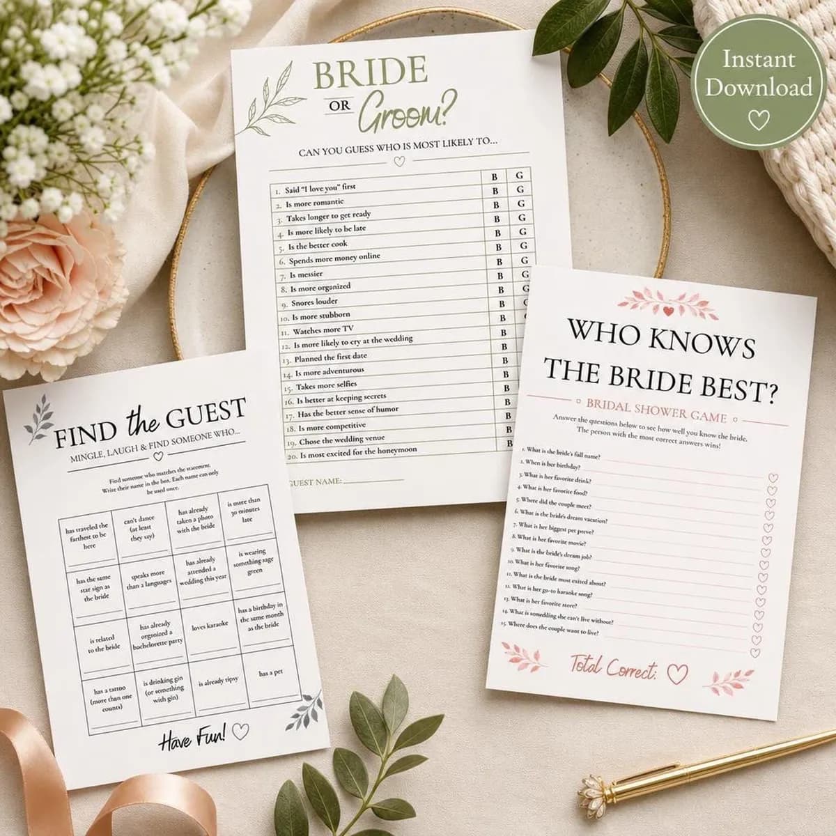 Bridal Shower Games Bundle
