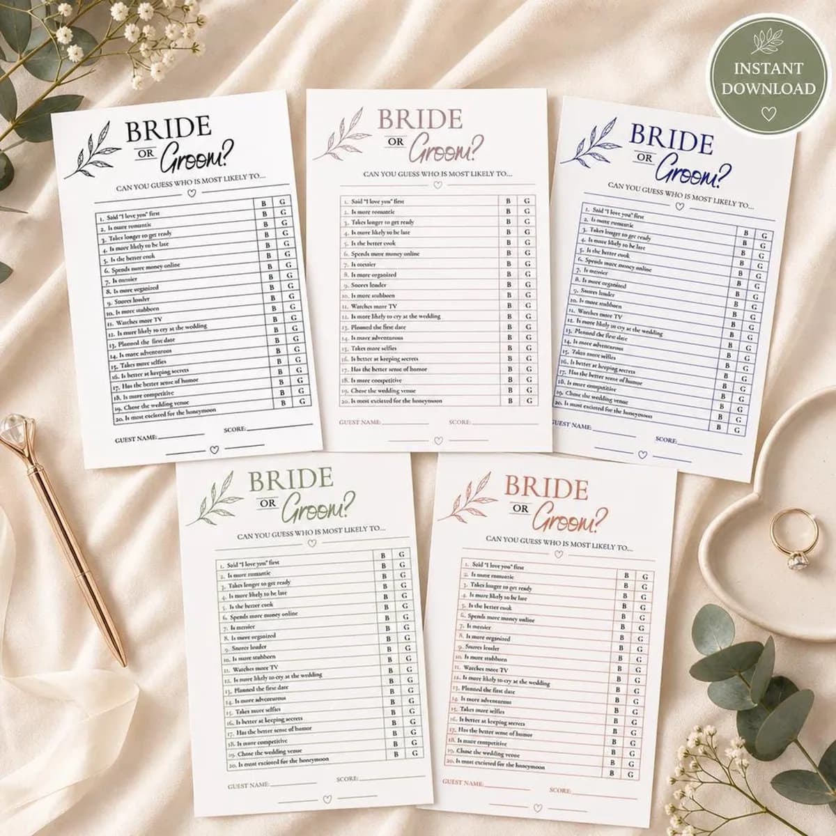 Bride or Groom Game Printable