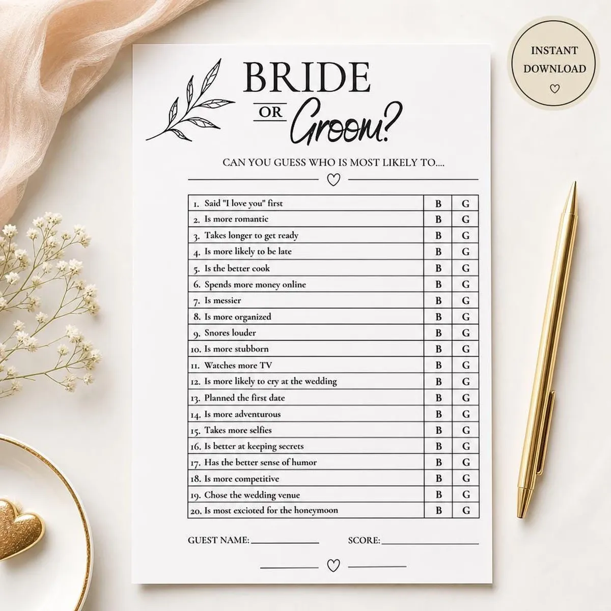Bride or Groom Game