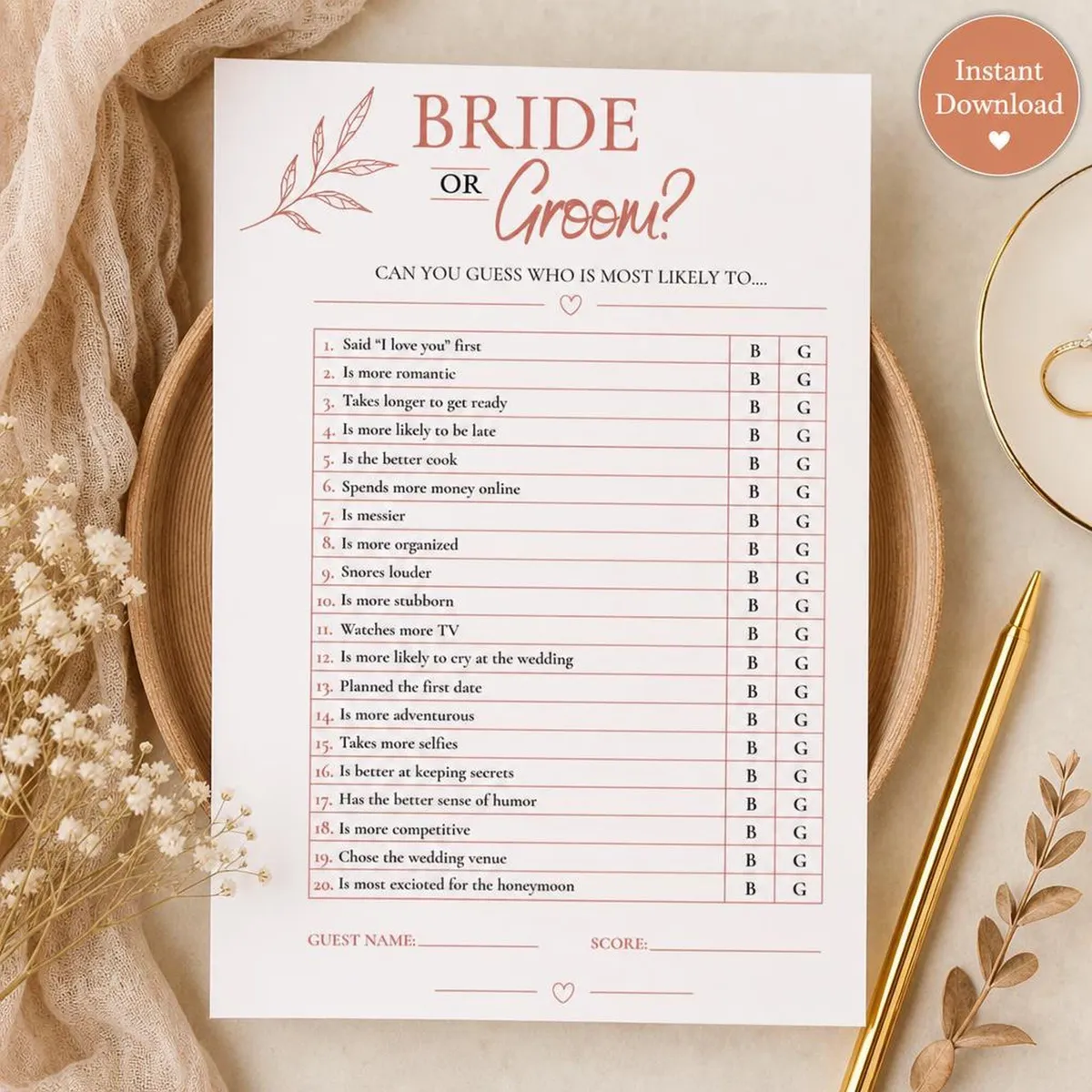 Bride or Groom Game