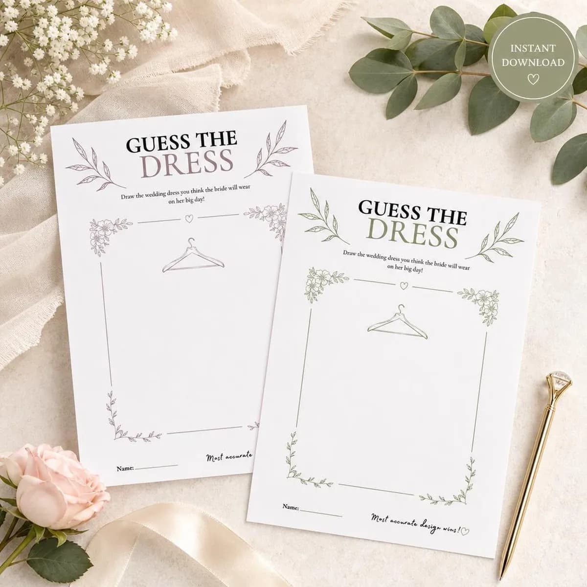 Guess the Dress Bridal Shower Game