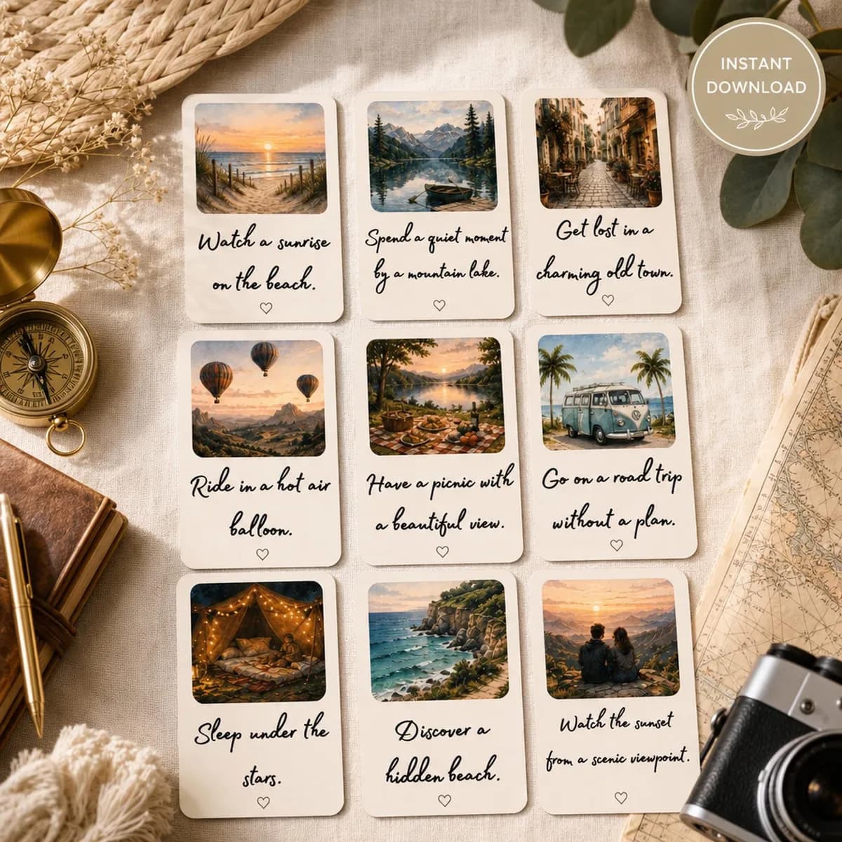 Travel Bucket List Cards Printable