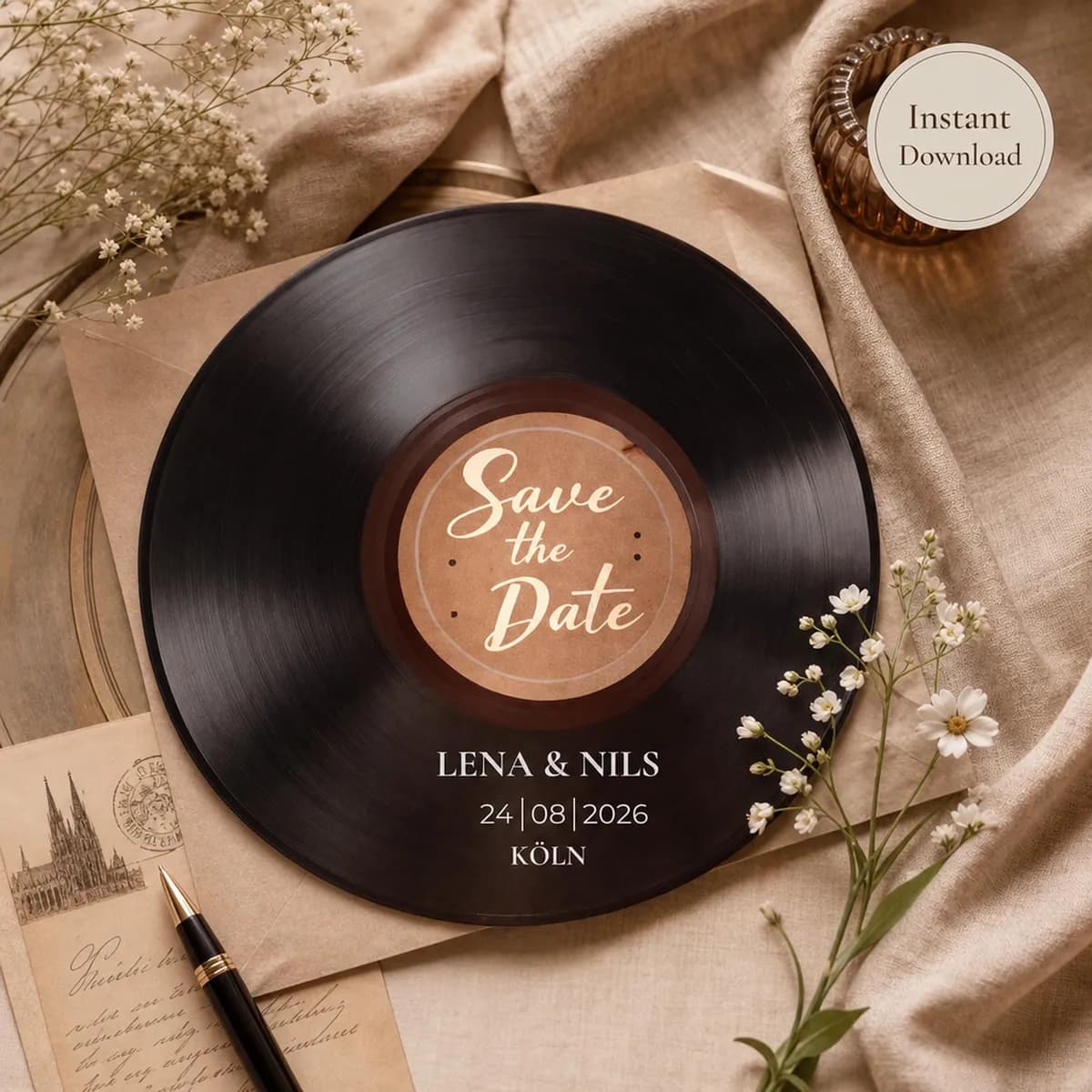 Vinyl Save the Date Vorlage