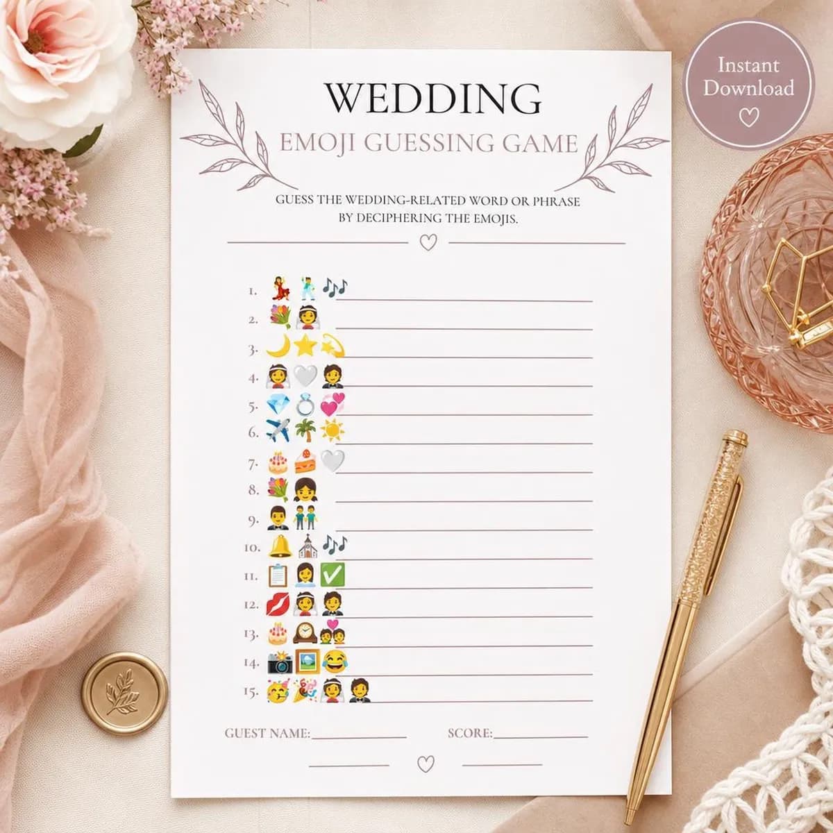Wedding Emoji Guessing Game