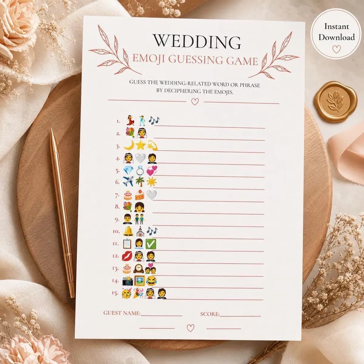 Wedding Emoji Guessing Game