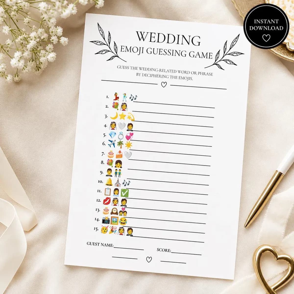 Wedding Emoji Guessing Game