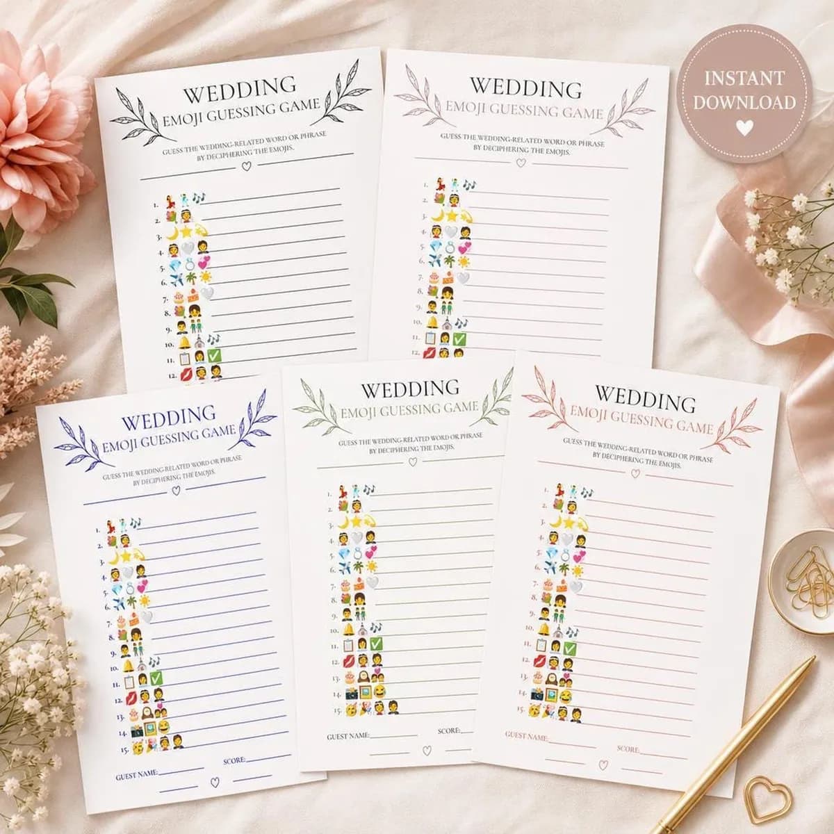 Wedding Emoji Guessing Game Bundle