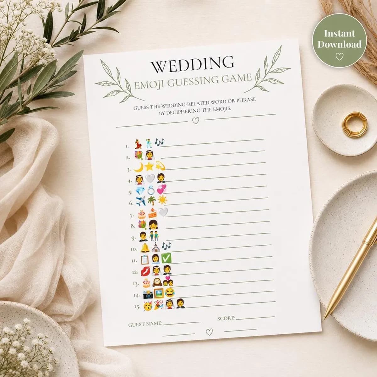 Wedding Emoji Guessing Game
