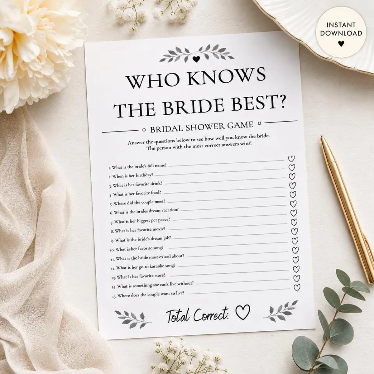 Who Knows the Bride Best Game