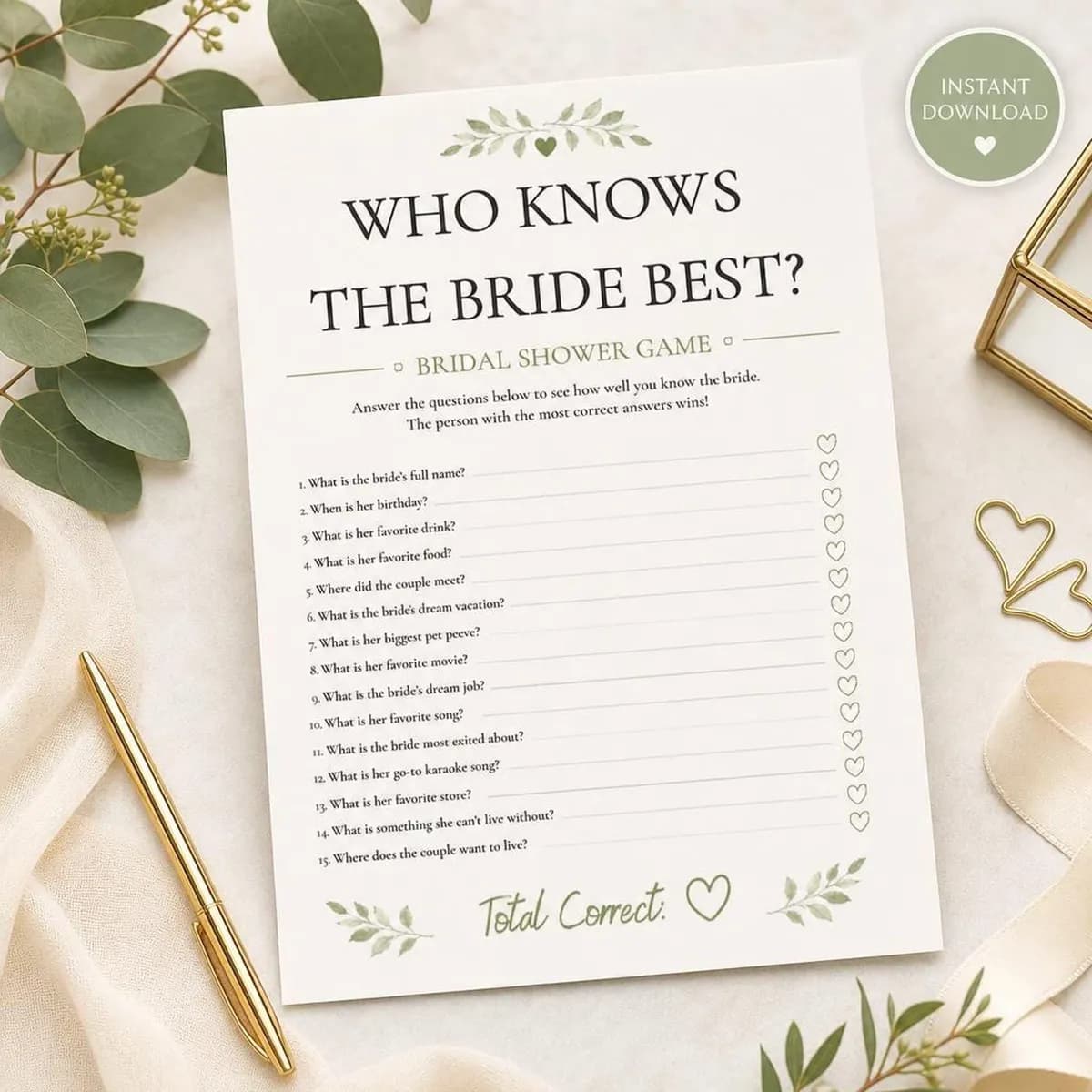 Who Knows the Bride Best Game