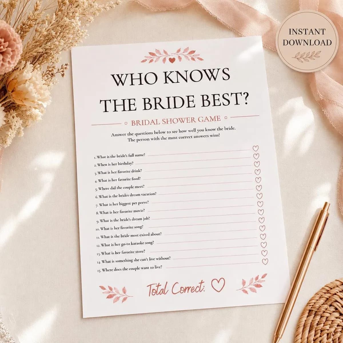 Who Knows the Bride Best Game
