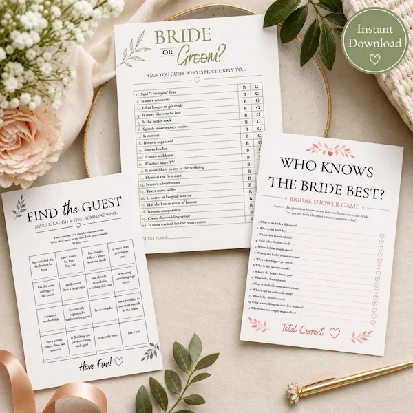 Bridal Shower Games Bundle